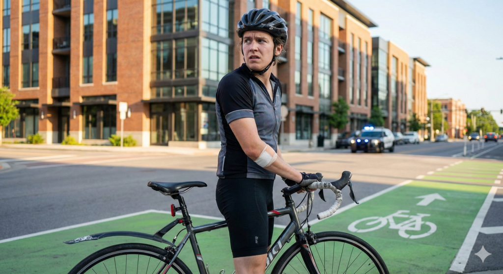 OEB Law - How Do Bicycle Accidents in Bike Lanes Affect Liability?
Tense moment as a car makes a right turn in front of a cyclist, illustrating bicycle accident bike lane liability issues in Knoxville, Tennessee
