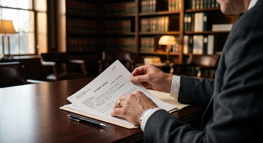 Knoxville Personal Injury Attorneys | OEB Law: Dedicated Knoxville attorney reviewing accident report details for an Alcoa Highway fatal crash wrongful death claim in Tennessee.