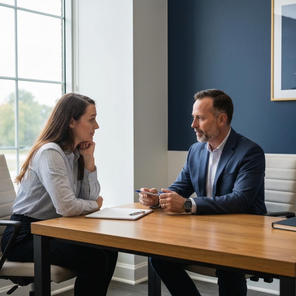 OEB Law: Compassionate Knoxville car accident attorney consults with a relieved client about their legal options after a serious collision in Tennessee.