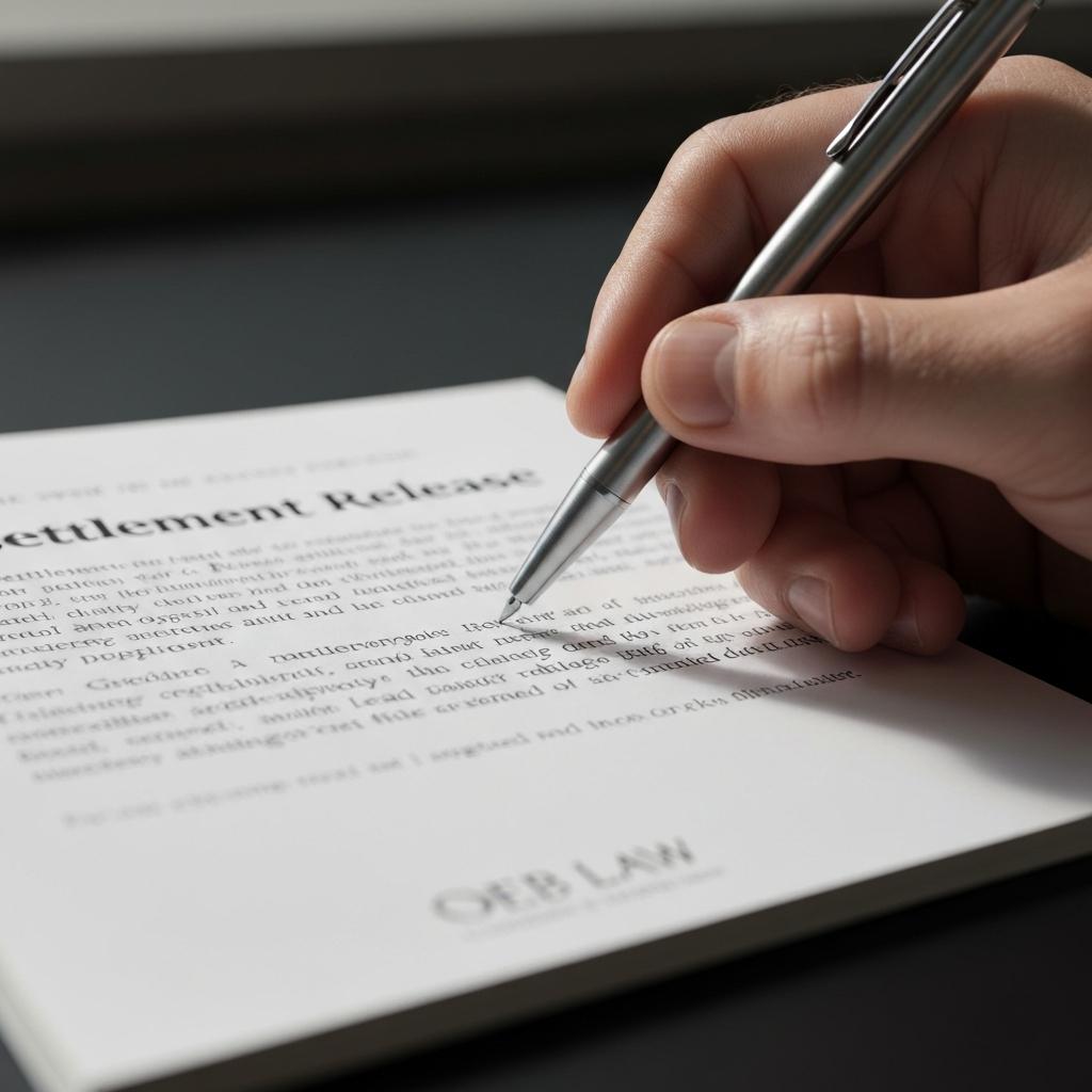Liability Waiver vs Settlement Release: What's The Difference In Tennessee Personal Injury Cases - Professional attorney's hand highlights a clause on a legal document discussing liability waiver vs settlement release in a Knoxville, TN office.
