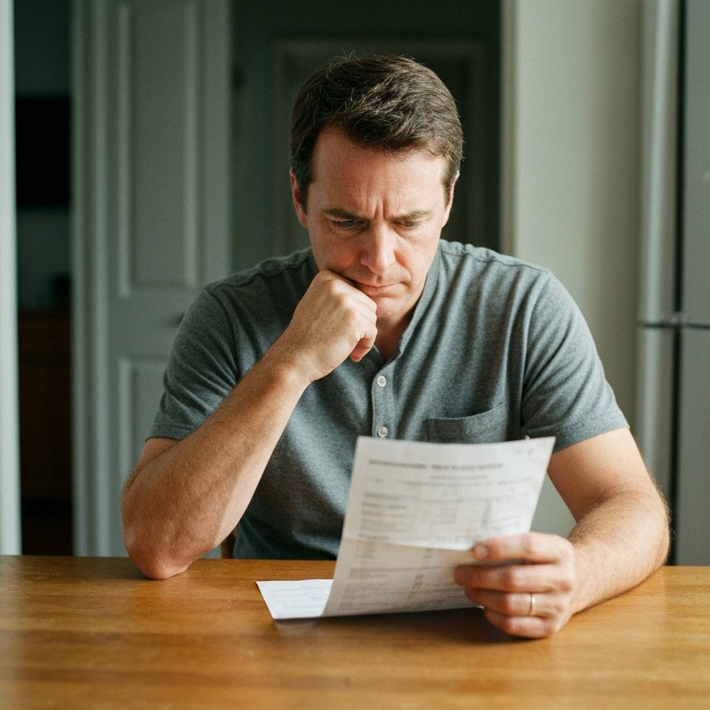 Can You File a Lawsuit in Tennessee After Already Accepting an Insurance Settlement? Worried Tennessee resident reviews a pile of medical bills after an inadequate insurance settlement at their kitchen table in Knoxville, Tennessee.